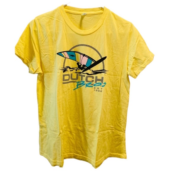 Dutch Bros Yellow VINTAGE T MEDIUM + XL Windsurfer EST. 1992 RARE - Picture 7 of 11